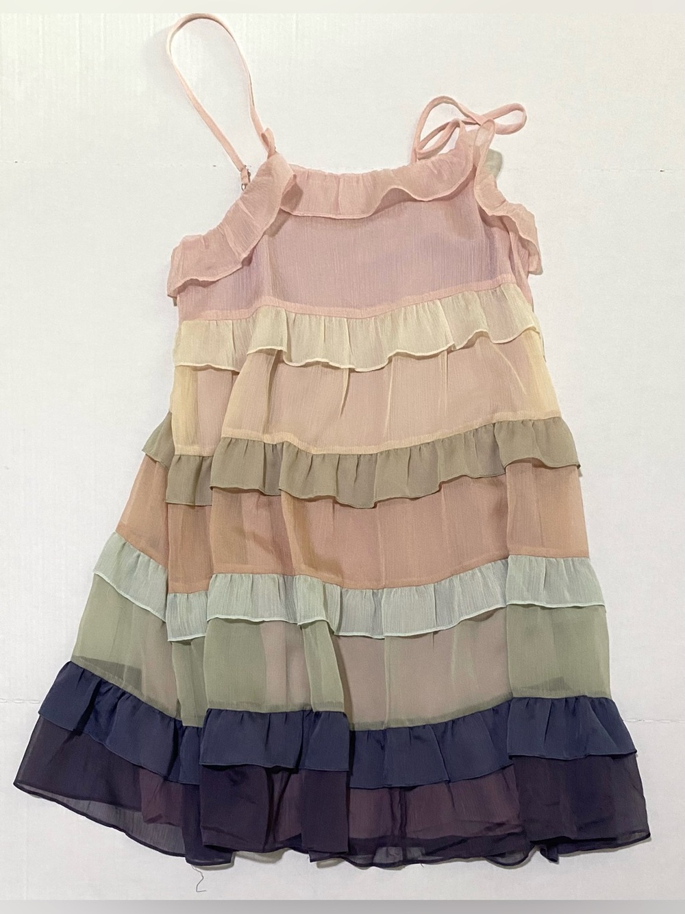 Storia Womens S Pastel Chiffon Ruffle Dress Boho Fall Fairy Cottagecore Feminine - Picture 14 of 14